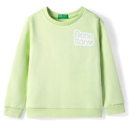 UCB Knitted Full Sleeves Solid Color Sweatshirt with Text Print - Light Green-image-89