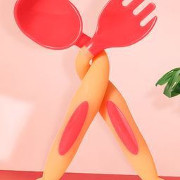 Bembika 360 Degree Bendable Baby Self Feeding Spoons with BPA Free material Gum Friendly Spoon For Baby Feeding Baby Self Feeding Spoon-Fork And Spoon Set Orange-24