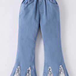 Mark & Mia Full Length Jeans With Lace Detailing - Blue-image-69