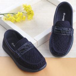 Cute Walk by Babyhug Solid Party Wear Slip On Shoes - Navy Blue-image-97