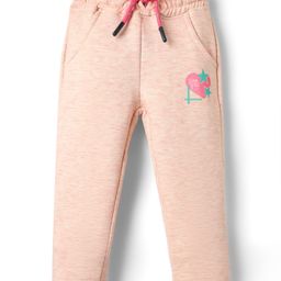Olio Kids Fleece Full Length Woolen Pant With Heart Print - Pink-image-6