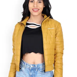 JUMP USA Women Mock Collar Solid Casual Quilted Jacket-19