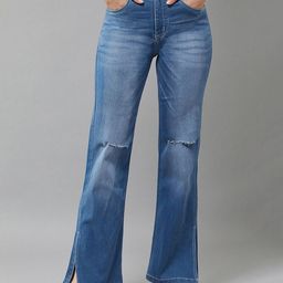 DOLCE CRUDO Women Wide Leg Light Fade Stretchable Jeans-picture-4
