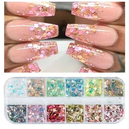 Ekinsu Set Of 12 Nail Glitter Flakes-image-23