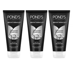 Ponds Set of 3 Bright Miracle Detox Facewash with 10X Power of Charcoal - 200 g each image 1
