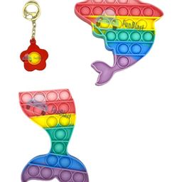 FunBlast Dolphin Pop Bubble Stress Relieving Silicone Pop It Fidget Toy Pack of 4 - Multicolor image 3