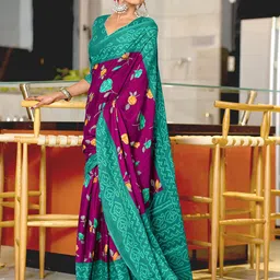PEENGAX Floral Print Pure Cotton Bagru Saree-44