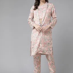 BAESD Women Floral Yoke Design Angrakha Gotta Patti Pure Silk Kurta with Skirt & With Dupatta-image-15