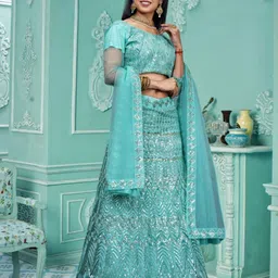VARNI FABRICS Embroidered Semi-Stitched Lehenga & Unstitched Blouse With Dupatta-19