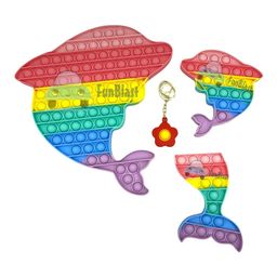 FunBlast Dolphin Pop Bubble Stress Relieving Silicone Pop It Fidget Toy Pack of 4 - Multicolor image 5