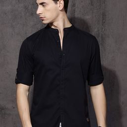 Roadster Men Black Twill Sustainable Casual Shirt-image-58