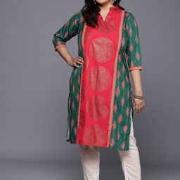 A PLUS BY AHALYAA Plus Size Ethnic Motifs Printed Crepe Kurta image 2