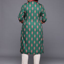A PLUS BY AHALYAA Plus Size Ethnic Motifs Printed Crepe Kurta image 3