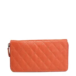 Genwayne Orange Solid Zip Around Wallet for Women-43