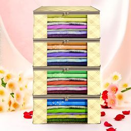Aura Cream-Coloured Set of 4 Regular Multi-Utility Organisers-1