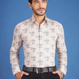 Louis Stitch Cream Cotton Regular Fit Printed Shirt-picture-47