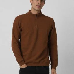Van Heusen Brown Regular Fit Texture Sweatshirt-image-28