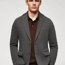 MANGO MAN Solid Slim Fit Blazer-image-17