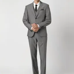 Van Heusen Grey Slim Fit Printed Three Piece Suit-image-67
