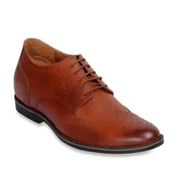 Celby Men's Height Increasing Tan Brogue Shoes-image-53