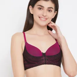 Clovia Purple & Black Under Wired Padded Full Coverage Bra-picture-43
