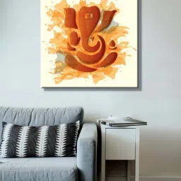 999store Brown & Yellow Ganesha Brown In Water Canvas Painting-19