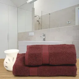 Creeva Burgundy 525 GSM Cotton Bath Towel Set of 2-19