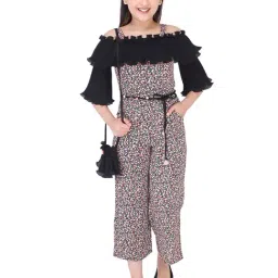Cutecumber Kids Multicolor Printed Jumpsuit, Belt with Sling Bag-image-25