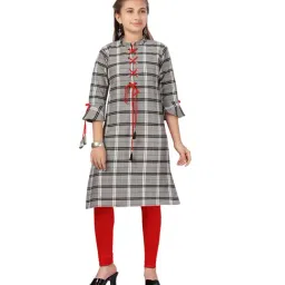 Aarika Kids Grey & Red Checks Kurta with Leggings-image-58
