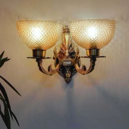 FOS LIGHTING Traditional Meena White Aluminium 2-In-1 Bowl Shaped Wall Sconce With Etched Glass-image-62