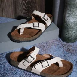 Mozafia Women's Pink Cross Strap Sandals-image-123