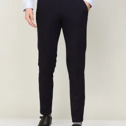 Code by Lifestyle Navy Regular Fit Flat Front Trousers-19