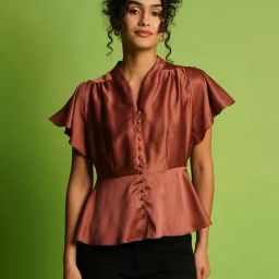 Globus Brown Regular Fit Peplum Top-image-44