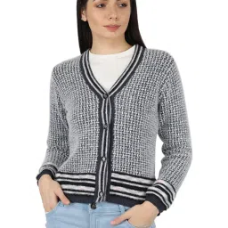 Monte Carlo Grey Self Design Open Front Cardigan image 1
