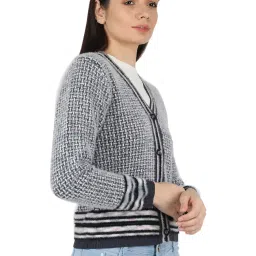 Monte Carlo Grey Self Design Open Front Cardigan image 3