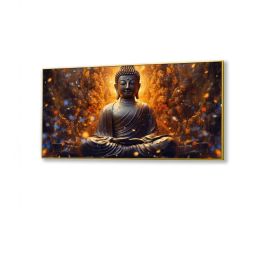 Nestroots Canvas Buddha Enveloped In Flames And Smoke Wall Painting - White Floating Frame image 2