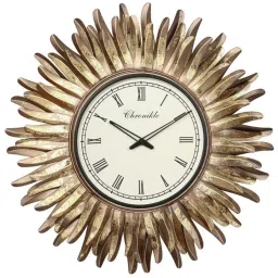CHRONIKLE Designer Frame Golden Iron Roman Number Analog Wall Clock image 2