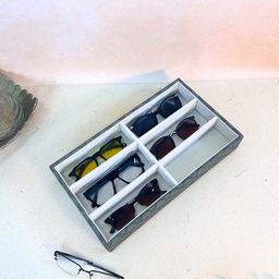La Trove 6 Slot Olive Green Leather Designer Sunglass Organizer Tray-image-82