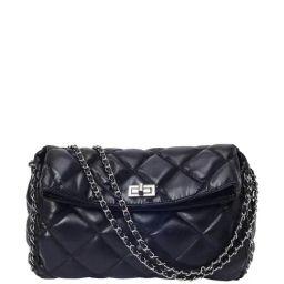 Lino Perros Black Quilted Medium Shoulder Handbag-image-86