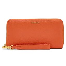 Miraggio Harlow Orange Textured Medium Zip Around Wallet-15