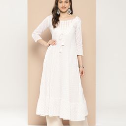MBE Women White Romance Anarkali Kurta-image-40