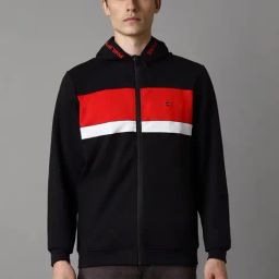 Louis Philippe Black Regular Fit Printed Hooded Jacket-picture-18
