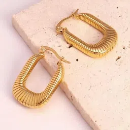 Estailo fashion Gold-Plated Square Shaped Hoop Earrings-picture-17