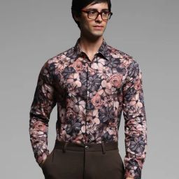 Jack & Jones Copper Brown Cotton Slim Fit Aop Shirt-image-22