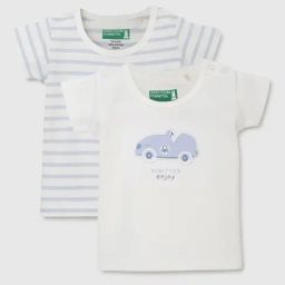 United Colors of Benetton Infant Boys White Cotton Striped T-shirt (Pack of 2)-image-79