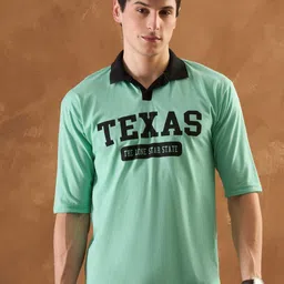 KAY DEE Typography Printed Polo Collar Cotton T-shirt-image-81
