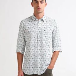 Arrow Sport Green Cotton Slim Fit Floral Print Shirt-picture-42