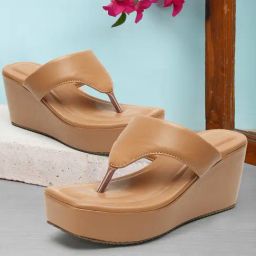 Iconics Women's Beige Thong Wedges-image-27