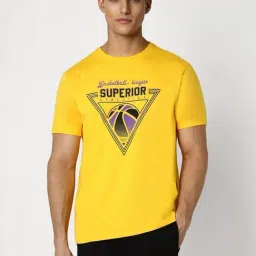 Van Heusen Yellow Slim Fit Printed T-Shirt-picture-26