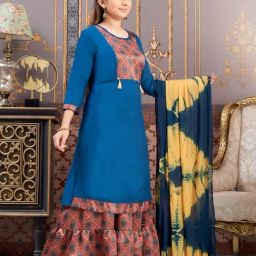 Aarika Girls Blue Printed Kurti-image-86